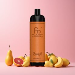 RandM Fumot Shisha 10000 Puffar LED Indikator 18ml Förfylld E-vätska 850 mAh Batteri 0.6ohm Mesh Coil Type-C Port 0.5% Nikotin Vimto Tjur Sverige Grossist